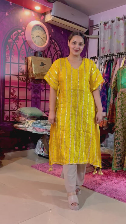 Zarmina Sequin Striped Organza Kaftan