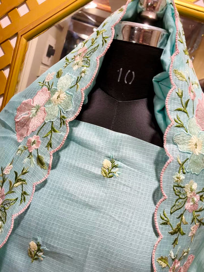 Fleur Mist Kota Doria Embroidered Suit Set