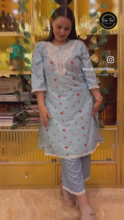 Pink Blossom Cotton Kurta Set